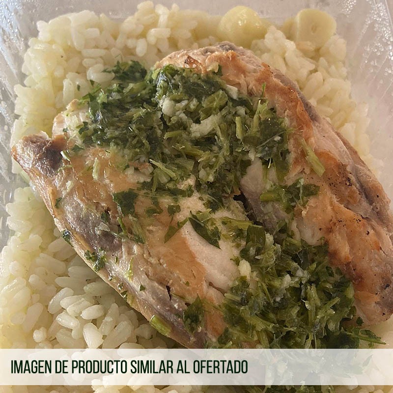 Cazón en Salsa Verde con Arroz Blanco Salteado