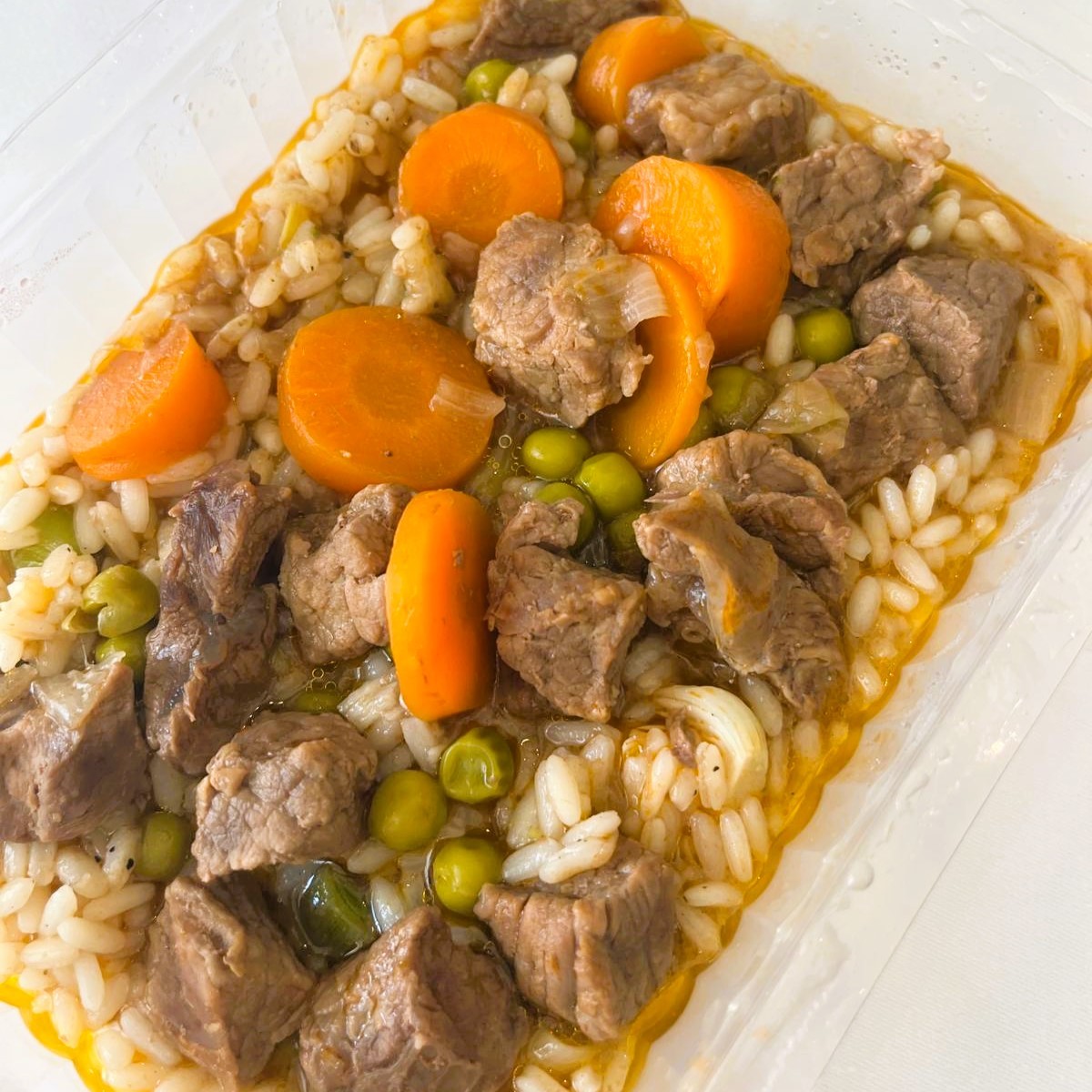 Ternera con Guisantes y Arroz