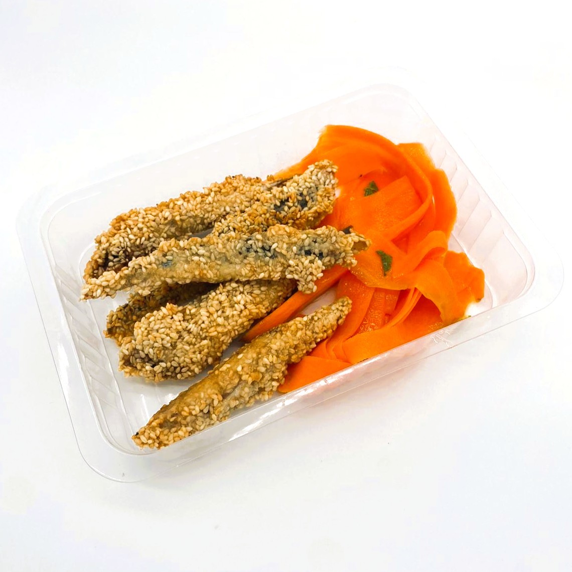 Boquerones al Sésamo con Ensalada de Zanahoria