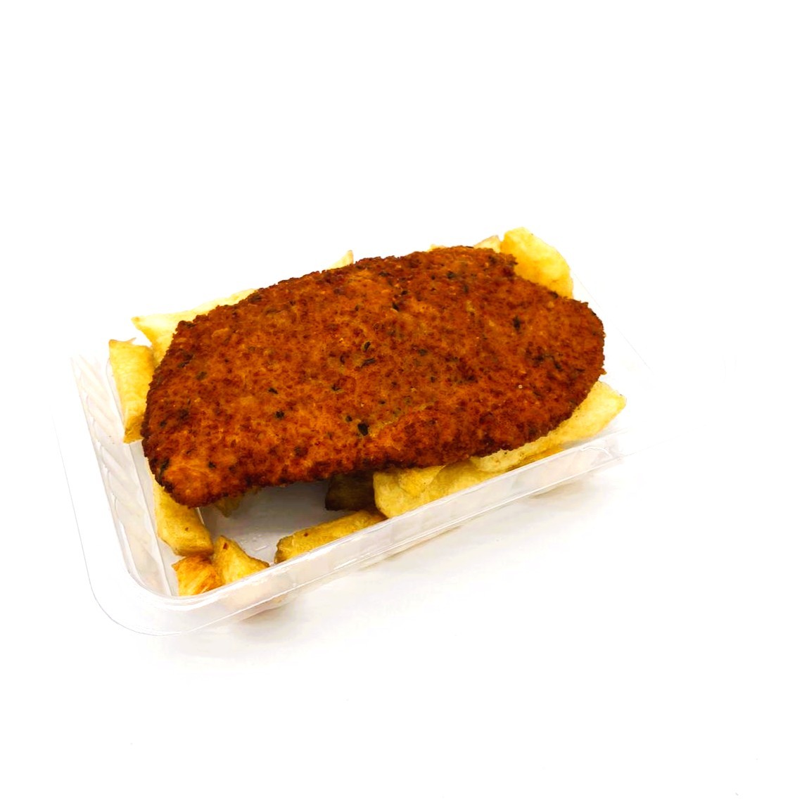 Lomo Empanado con Patatas Fritas