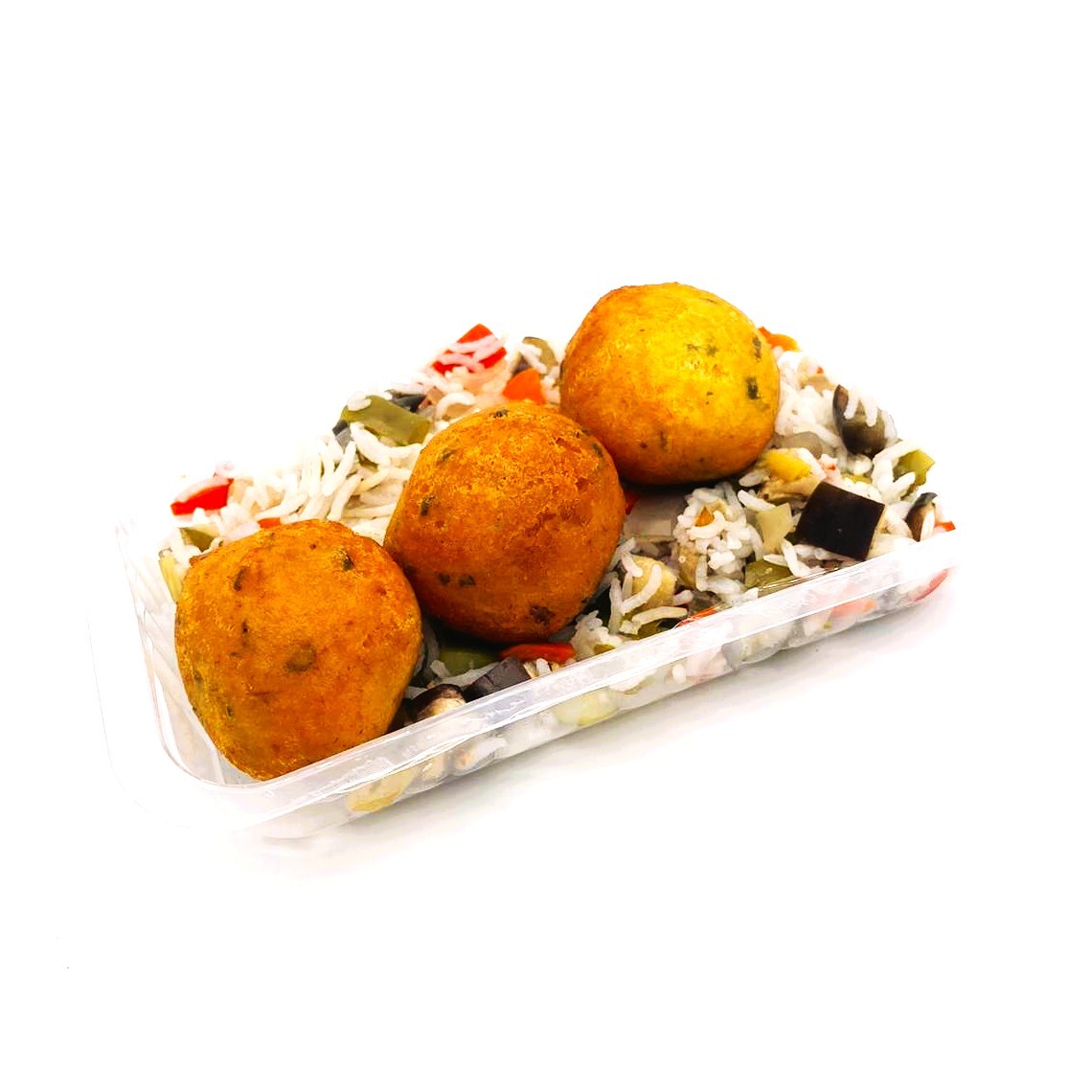 Buñuelos de Bacalao con Arroz Salteado