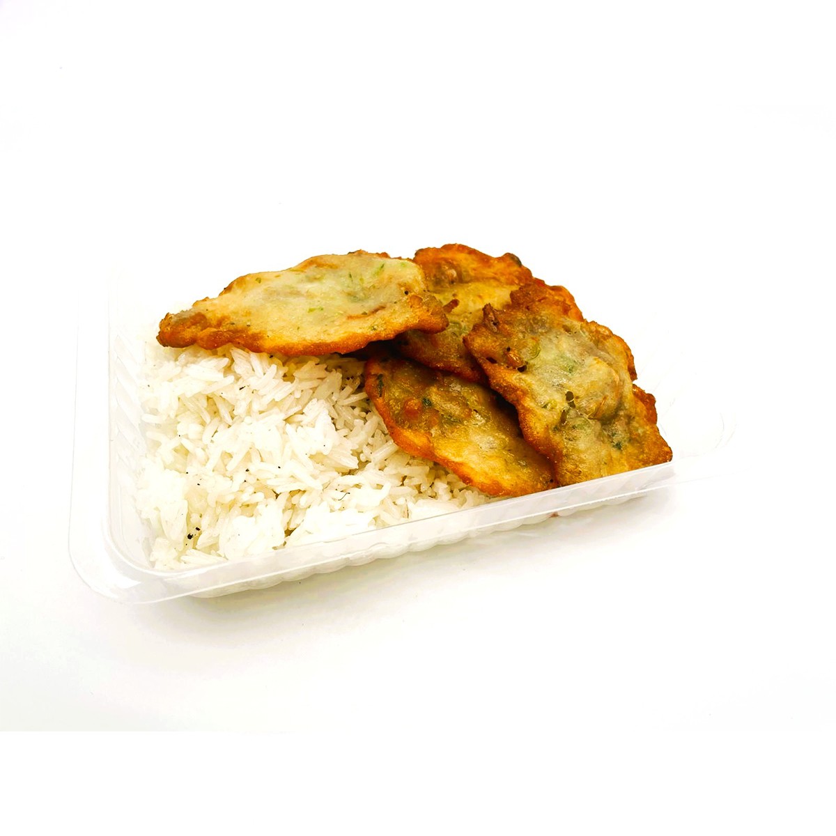 Tortitas de Camarón con Arroz Salteado