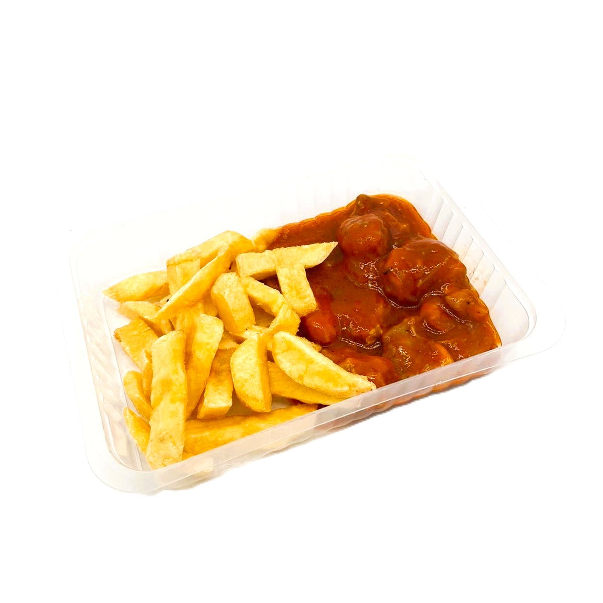 Magra en Salsa con Pimientos y Patatas Fritas